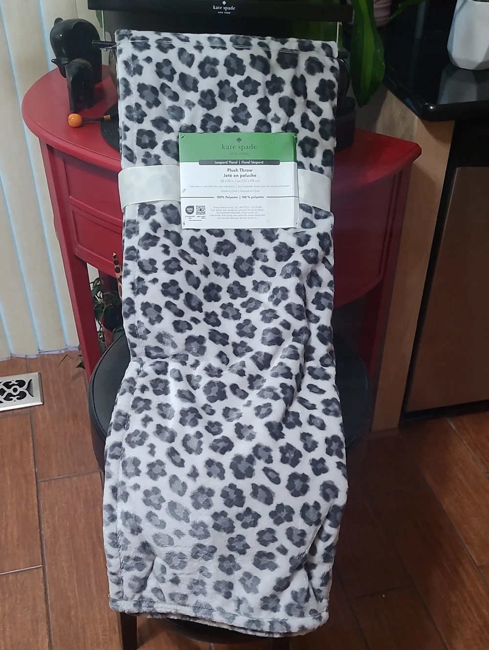 Kate Spade Leopard Floral Plush Throw